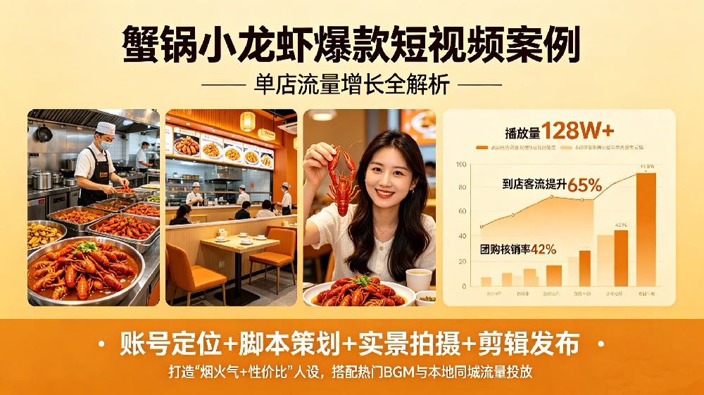 蟹锅小龙虾爆款短视频案例封面